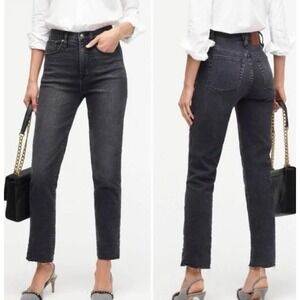 J.Crew POINT SUR Jeans Womens Size 26 Black Shoreditch Denim Cropped Raw Hem